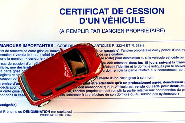 Certificat de cession d'une voiture sans permis